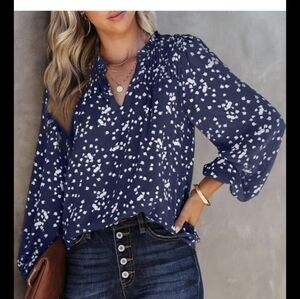 Nwot Navy Polka Dot Top Size 2x